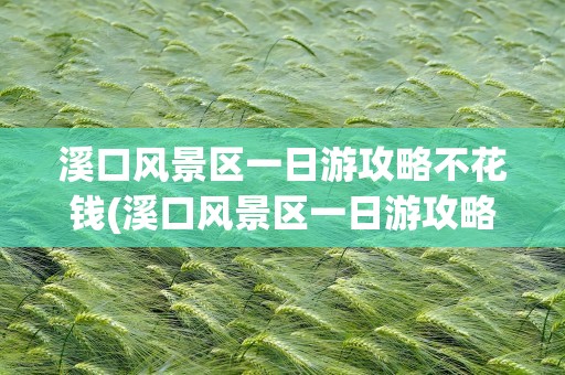 溪口风景区一日游攻略不花钱(溪口风景区一日游攻略不花钱吗)