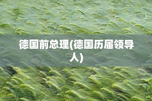 德国前总理(德国历届领导人)