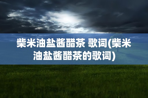 柴米油盐酱醋茶 歌词(柴米油盐酱醋茶的歌词)