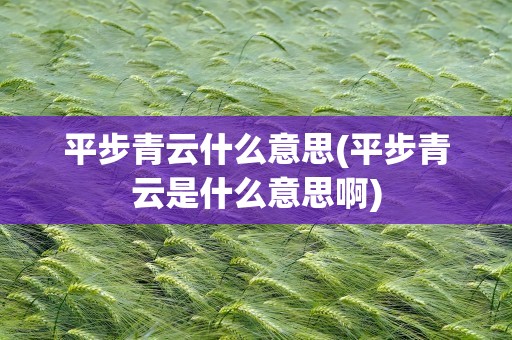 平步青云什么意思(平步青云是什么意思啊)