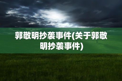 郭敬明抄袭事件(关于郭敬明抄袭事件)