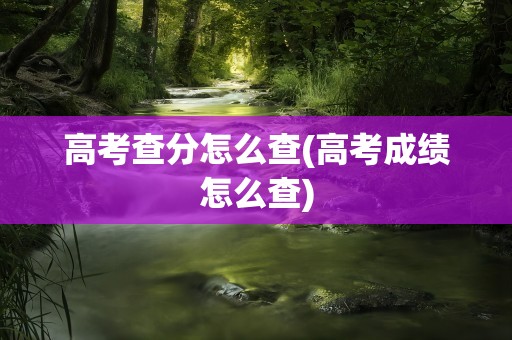 高考查分怎么查(高考成绩怎么查)