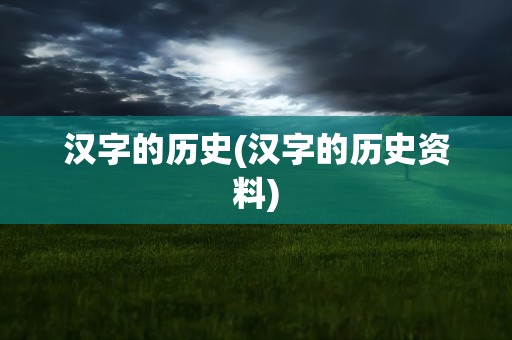 汉字的历史(汉字的历史资料)