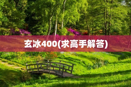 玄冰400(求高手解答)