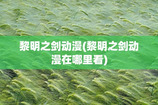 黎明之剑动漫(黎明之剑动漫在哪里看)