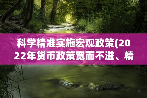 科学精准实施宏观政策(2022年货币政策宽而不溢、精准滴灌)