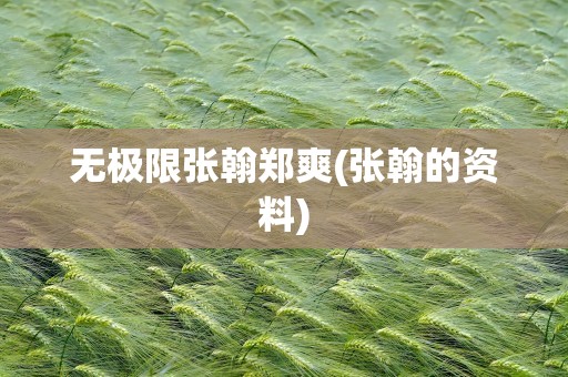 无极限张翰郑爽(张翰的资料)