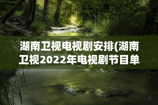 湖南卫视电视剧安排(湖南卫视2022年电视剧节目单)