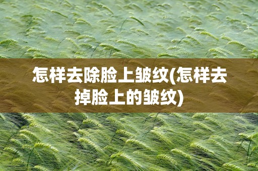 怎样去除脸上皱纹(怎样去掉脸上的皱纹)