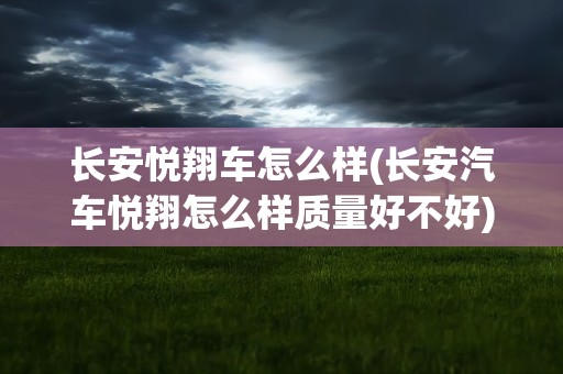 长安悦翔车怎么样(长安汽车悦翔怎么样质量好不好)