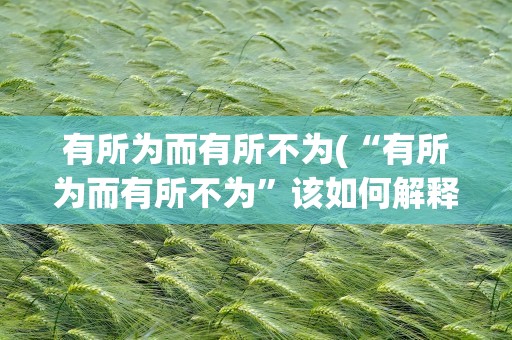 有所为而有所不为(“有所为而有所不为”该如何解释)