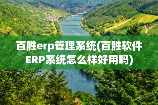 百胜erp管理系统(百胜软件ERP系统怎么样好用吗)