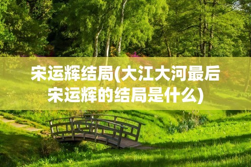 宋运辉结局(大江大河最后宋运辉的结局是什么)