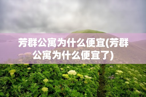 芳群公寓为什么便宜(芳群公寓为什么便宜了)