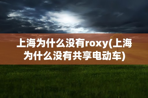 上海为什么没有roxy(上海为什么没有共享电动车)