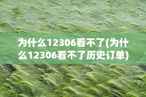 为什么12306看不了(为什么12306看不了历史订单)