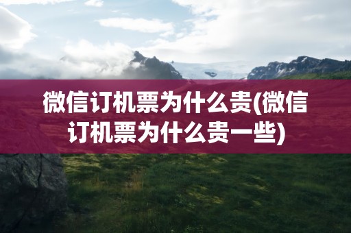 微信订机票为什么贵(微信订机票为什么贵一些)