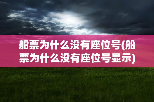 船票为什么没有座位号(船票为什么没有座位号显示)