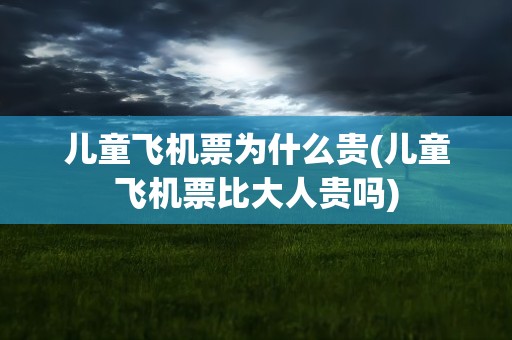 儿童飞机票为什么贵(儿童飞机票比大人贵吗)