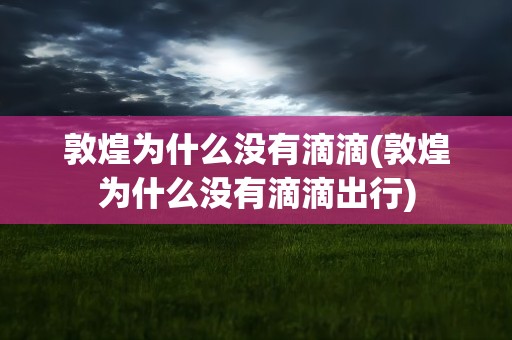 敦煌为什么没有滴滴(敦煌为什么没有滴滴出行)