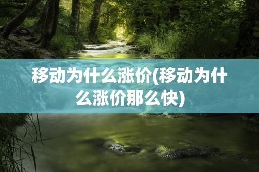 移动为什么涨价(移动为什么涨价那么快)