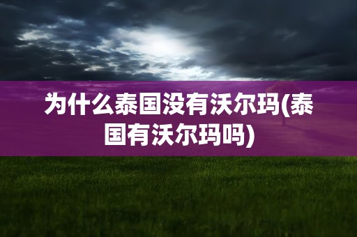 为什么泰国没有沃尔玛(泰国有沃尔玛吗)