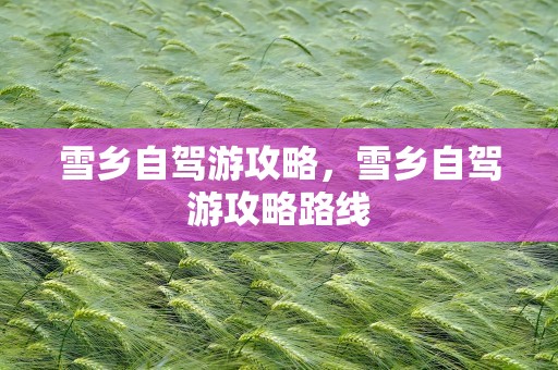 雪乡自驾游攻略，雪乡自驾游攻略路线