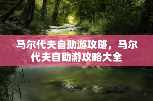 马尔代夫自助游攻略，马尔代夫自助游攻略大全