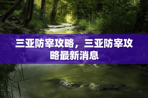 三亚防宰攻略，三亚防宰攻略最新消息