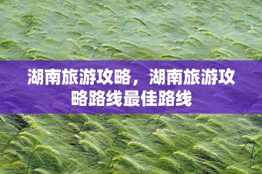 湖南旅游攻略，湖南旅游攻略路线最佳路线