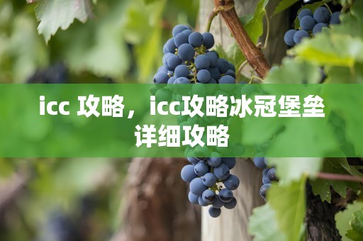 icc 攻略，icc攻略冰冠堡垒详细攻略