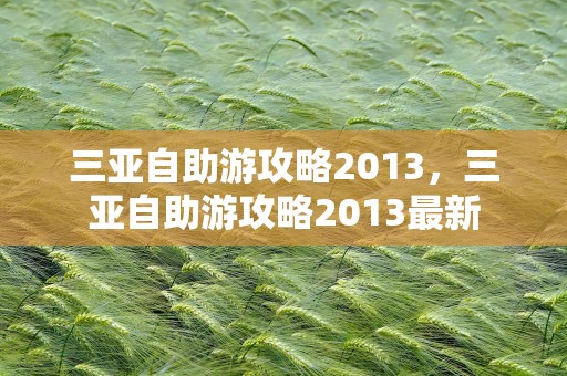 三亚自助游攻略2013，三亚自助游攻略2013最新