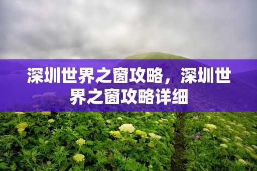 深圳世界之窗攻略，深圳世界之窗攻略详细