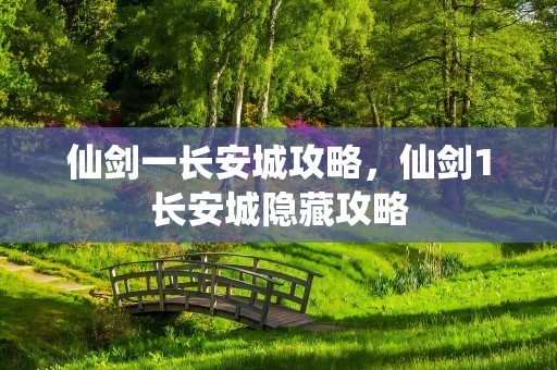 仙剑一长安城攻略，仙剑1长安城隐藏攻略