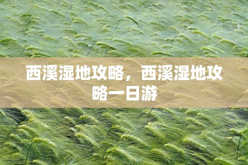 西溪湿地攻略，西溪湿地攻略一日游