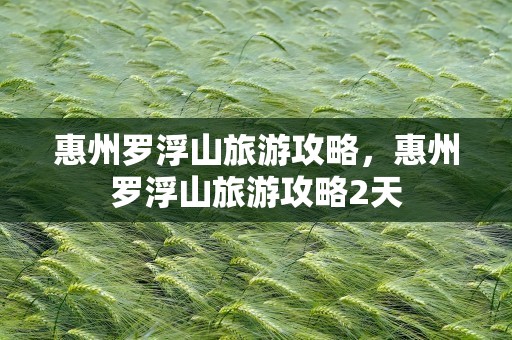 惠州罗浮山旅游攻略，惠州罗浮山旅游攻略2天