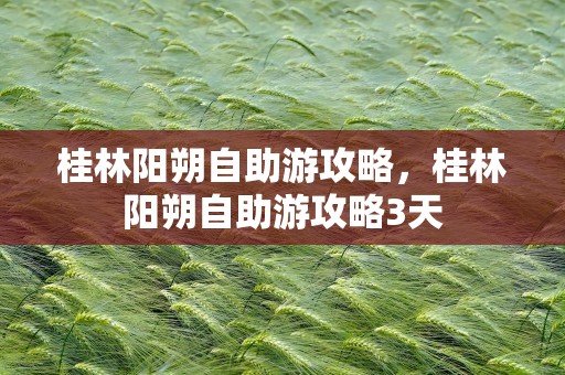 桂林阳朔自助游攻略，桂林阳朔自助游攻略3天