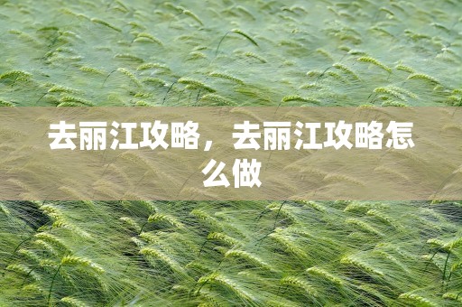 去丽江攻略，去丽江攻略怎么做