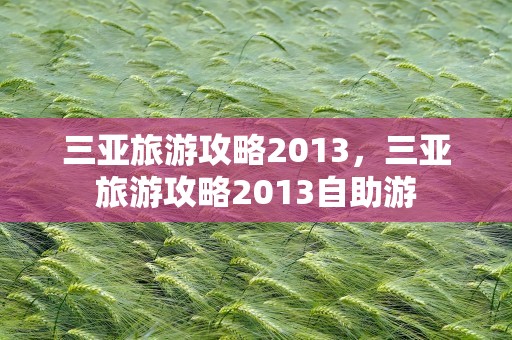 三亚旅游攻略2013，三亚旅游攻略2013自助游