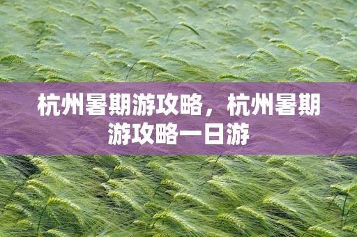 杭州暑期游攻略，杭州暑期游攻略一日游