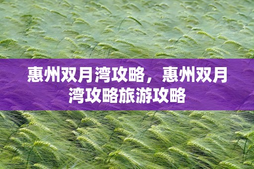 惠州双月湾攻略，惠州双月湾攻略旅游攻略