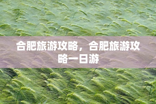 合肥旅游攻略，合肥旅游攻略一日游