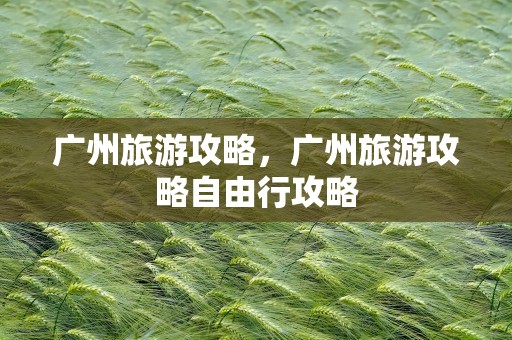 广州旅游攻略，广州旅游攻略自由行攻略