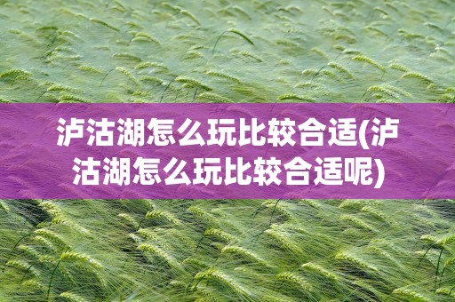 泸沽湖怎么玩比较合适(泸沽湖怎么玩比较合适呢)