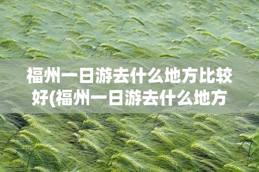 福州一日游去什么地方比较好(福州一日游去什么地方比较好玩)