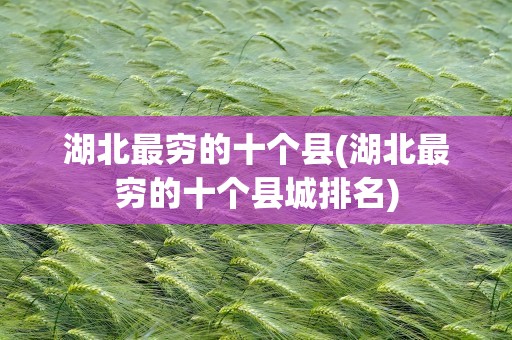 湖北最穷的十个县(湖北最穷的十个县城排名)