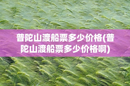 普陀山渡船票多少价格(普陀山渡船票多少价格啊)