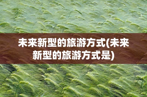 未来新型的旅游方式(未来新型的旅游方式是)