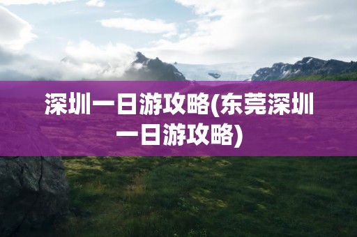 深圳一日游攻略(东莞深圳一日游攻略)