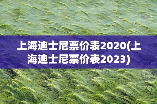 上海迪士尼票价表2020(上海迪士尼票价表2023)